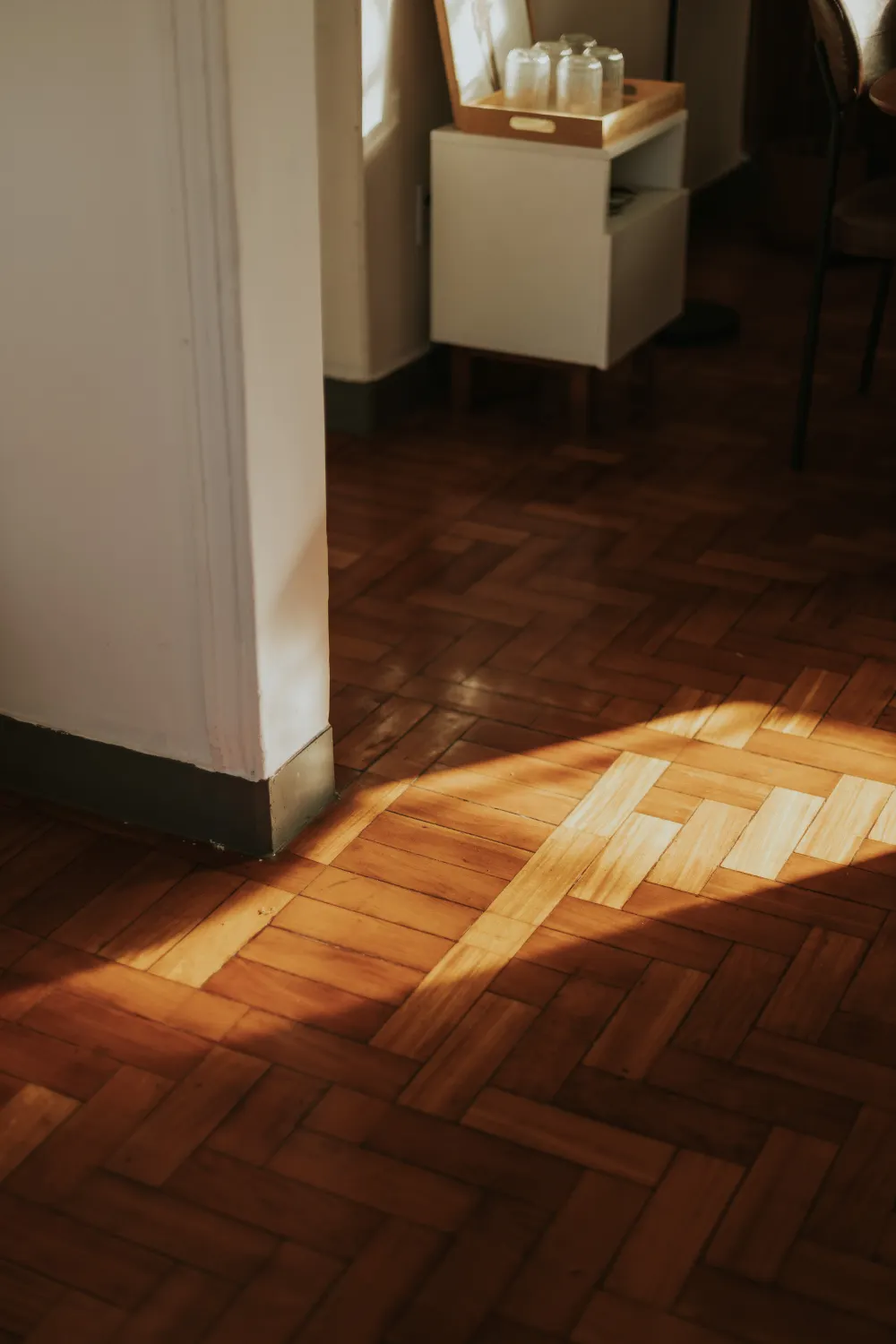 Replacement boards blended into an existing parquet hardwood floor
